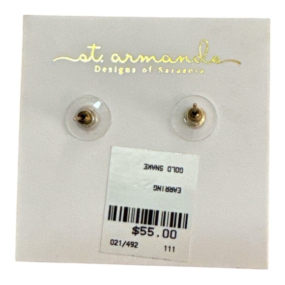 NWT St. Armands Designs of Sarasota Twisted Snake Earrings W/Posts In Color Gold - Picture 4 of 4